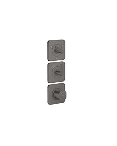 Hansgrohe Axor Citterio C thermostat module 380/120, 49711340 cubic cut, brushed black chrome, concealed, with rosettes