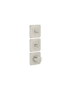 Hansgrohe Axor Citterio C Thermostatmodul 380/120, 49711800 cubic cut, Edelstahl Optik, Unterputz, mit Rosetten