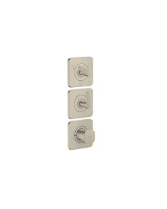 Hansgrohe Axor Citterio C thermostat module 380/120, 49711820 cubic cut, brushed nickel, concealed, with rosettes