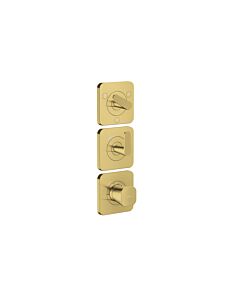 Hansgrohe Axor Citterio C Thermostatmodul 380/120, 49711990 cubic cut, polished gold optic, Unterputz mit Rosetten