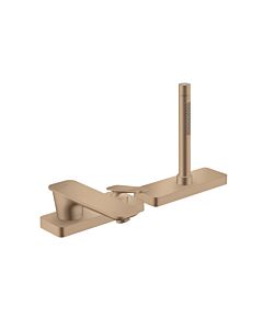 hansgrohe Axor Citterio C Mitigeur monocommande 3 trous pour baignoire sur rebord 49431310 avec sBox - Coupe cubique, Brossé Red Gold