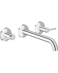 hansgrohe AXOR One 3-Loch Waschtischarmatur 48160000 Unterputz, Ausladung 220mm, Wandmontage mit Rosetten, mit Hebelgriff, chrom