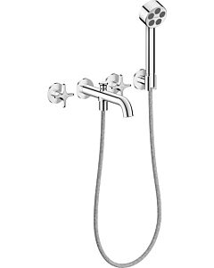 hansgrohe AXOR One 3-Loch Wannenarmatur 48443000 Unterputz, Ausladung 220mm, mit Handbrause, mit Kreuzgriff, chrom