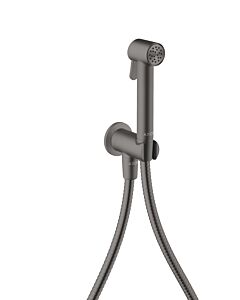 hansgrohe AXOR Bidette Showers Bidette Duschkopf 29240340 1 Strahlart rund für Kaltwasser mit Duschkopfhalterung und Duschschlauch 1,25 m, Brushed Black Chrome