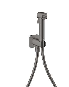 hansgrohe AXOR Bidette Showers Bidette Shower Head 29241330 2000 Softsquare spray type for cold water with shower head holder and shower hose 2000 ,25 m, Polished Black Chrome