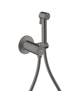 Pommeau de douche bidette AXOR hansgrohe 29242330 2000 Pommeau de douche rond pour eau mitigée avec support de pommeau de douche et flexible de douche 2000 , 25 m, chrome noir poli