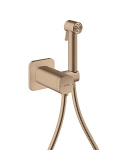 Pommeau de douche bidette AXOR hansgrohe 29243310 2000 Mode de pulvérisation Softsquare pour eau mitigée avec support de pommeau de douche et flexible de douche 2000 , 25 m, brossé Red Or