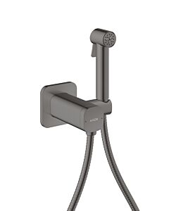 hansgrohe AXOR Bidette Showers Bidette Duschkopf 29243330 1 Strahlart softsquare für Mischwasser mit Duschkopfhalterung und Duschschlauch 1,25 m, Polished Black Chrome