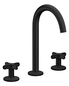 hansgrohe AXOR One 3 trous mitigeur lavabo 170 48040670 saillie 140 mm, avec ouverture par pression garniture de vidange , avec poignée croisée, noir mat