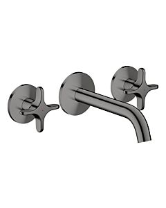 hansgrohe AXOR One 3-Loch Waschtischarmatur 48130330 Unterputz, Ausladung 160mm, Wandmontage mit Rosetten, mit Kreuzgriff, polished black chrome