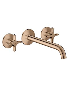 hansgrohe AXOR One 3-Loch Wannenarmatur 48430300 Unterputz, Ausladung 220mm, für Wandmontage, mit Kreuzgriff, polished red gold
