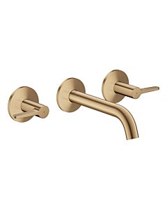 hansgrohe AXOR One 3-Loch Waschtischarmatur 48150140 Unterputz, Ausladung 160mm, Wandmontage mit Rosetten, mit Hebelgriff, brushed bronze