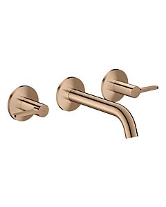 hansgrohe AXOR One 3-Loch Waschtischarmatur 48150300 Unterputz, Ausladung 160mm, Wandmontage mit Rosetten, mit Hebelgriff, polished red gold