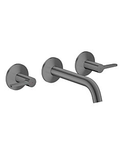 hansgrohe AXOR One 3-Loch Waschtischarmatur 48150340 Unterputz, Ausladung 160mm, Wandmontage mit Rosetten, mit Hebelgriff, brushed black chrome