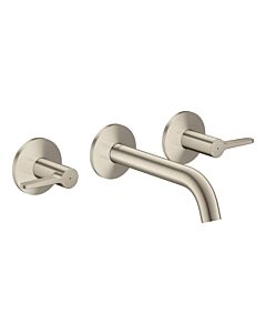 hansgrohe AXOR One 3-Loch Waschtischarmatur 48150820 Unterputz, Ausladung 160mm, Wandmontage mit Rosetten, mit Hebelgriff, brushed nickel