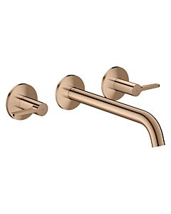hansgrohe AXOR One 3-Loch Waschtischarmatur 48160300 Unterputz, Ausladung 220mm, Wandmontage mit Rosetten, mit Hebelgriff, polished red gold
