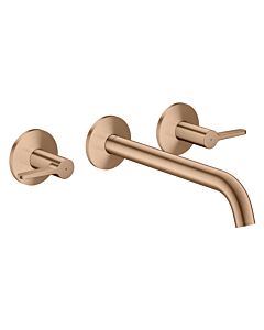 hansgrohe AXOR One 3-Loch Waschtischarmatur 48160310 Unterputz, Ausladung 220mm, Wandmontage mit Rosetten, mit Hebelgriff, brushed red gold