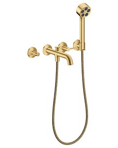 hansgrohe AXOR One 3-Loch Wannenarmatur 48444250 Unterputz, Ausladung 220mm, mit Handbrause, mit Hebelgriff, brushed gold optic