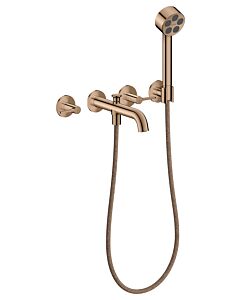 hansgrohe AXOR One 3-Loch Wannenarmatur 48444300 Unterputz, Ausladung 220mm, mit Handbrause, mit Hebelgriff, polished red gold