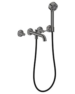 hansgrohe AXOR One 3-Loch Wannenarmatur 48444330 Unterputz, Ausladung 220mm, mit Handbrause, mit Hebelgriff, polished black chrome