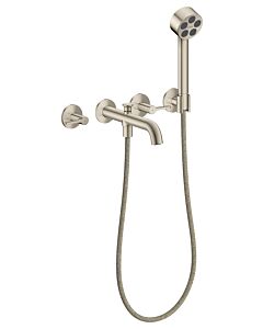 hansgrohe AXOR One 3-hole bath mixer 48444820 concealed, projection 220 mm, with hand shower, with lever handle, brushed nickel