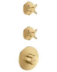 hansgrohe AXOR One Thermostatmodul 48712250 Unterputz, 2 Verbraucher, mit Kreuzgriff, brushed gold optic