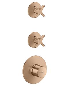 hansgrohe AXOR One Thermostatmodul 48712310 Unterputz, 2 Verbraucher, mit Kreuzgriff, brushed red gold