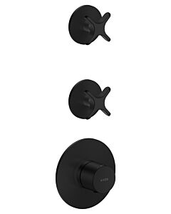 Module thermostatique AXOR hansgrohe One 48712670 encastré, 2 Verbraucher , avec poignée croisée, noir mat