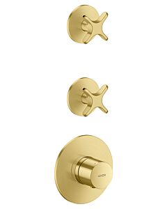Module thermostatique AXOR hansgrohe One 48712950 encastré, 2 Verbraucher , avec poignée croisée, laiton brossé