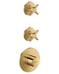 hansgrohe AXOR One Thermostatmodul 48712990 Unterputz, 2 Verbraucher, mit Kreuzgriff, polished gold optic