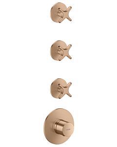 hansgrohe AXOR One Thermostatmodul 48713310 Unterputz, 3 Verbraucher, mit Kreuzgriff, brushed red gold