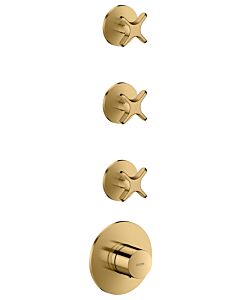 hansgrohe AXOR One Thermostatmodul 48713990 Unterputz, 3 Verbraucher, mit Kreuzgriff, polished gold optic