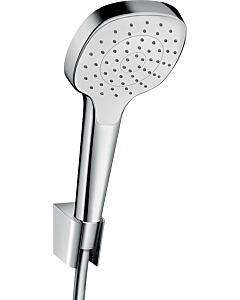 Ensemble support de douche Hansgrohe Croma Select E 110 28095400 1jet EcoSmart avec flexible de douche 1250 mm, blanc/chrome