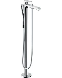 hansgrohe Metris Wannen Armatur 31471000 bodenstehend, Stabhandbrause PuraVida, chrom