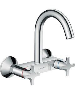 hansgrohe Logis Küchen-Zweigriffarmatur 71286000 Highspout, Wandmontage, schwenkbarer Auslauf, chrom