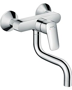hansgrohe Logis Wand Küchenarmatur 71836000 chrom, Wandmontage, schwenkbarer Auslauf 180°