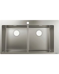 Hansgrohe S711-F765 Einbauspüle 43303800 edelstahl, 37x37cm, 2 Becken, Hahnloch vorgebohrt