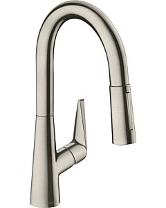 hansgrohe Talis M51 160 robinet de cuisine 72815800 aspect acier inoxydable, douchette extractible