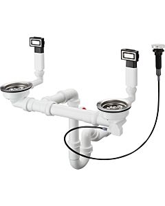 hansgrohe waste/overflow set 43932800 stainless steel, automatic, for 2 bowls