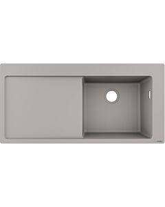 hansgrohe Einbauspüle 43314380 1050 x 510 mm, 1 Hauptbecken rechts, Abtropffläche, betongrau