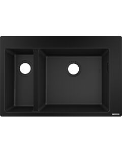 hansgrohe un évier 43315170 770 x 510 mm, 2000 puits principal et supplémentaire, noir graphite