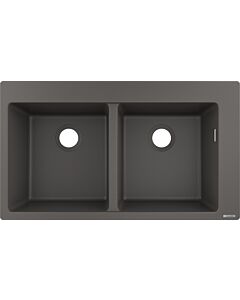 hansgrohe évier encastré 43316290 880 x 510 mm, 2 cuves principales, trous robinetterie prédéfinis, gris pierre