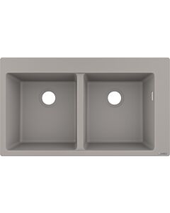 hansgrohe sink 43316380 880 x 510 mm, 2 main basins, pre-defined tap holes, concrete gray