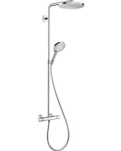 hansgrohe Raindance S Duschsystem 28823000 1 Strahlart PowderRain wassersparend mit Thermostat, EcoSmart, 8 l/min, chrom