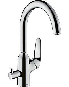hansgrohe Focus M42 Küchenarmatur 220 1jet 71803000 chrom, schwenkbarer Auslauf 110°, mit Geräteabsperrventil