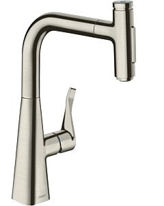 hansgrohe Metris Select Küchenarmatur 73822800 mit Ausziehbrause, 2jet, Edelstahl-optik