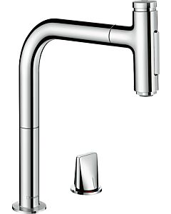 hansgrohe Metris Select 2-hole kitchen mixer 73819000 chrome, 2jet, pull-out spray