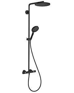 hansgrohe Raindance S Duschsystem 28825670 1 Strahlart PowderRain wassersparend+ mit Thermostat, EcoSmart+, 6 l/min, schwarz matt