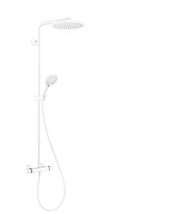 Système de douche hansgrohe Raindance S 28823700 2000 PowderRain type de jet économie d&#39;eau avec thermostat, EcoSmart, 8 l/min, blanc mat