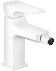 hansgrohe Metropol Bidet-Einhebelmischer 32520700 Ausladung 129 mm, Push-Open Ablaufgarnitur, mattweiß